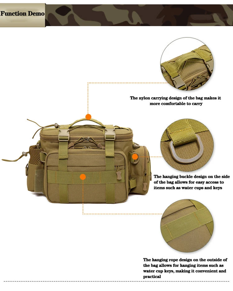 RUIN HAWK Versatile Waterproof Fishing Gear Bag Spacious Oxford Cloth Organizer for Lure Rods