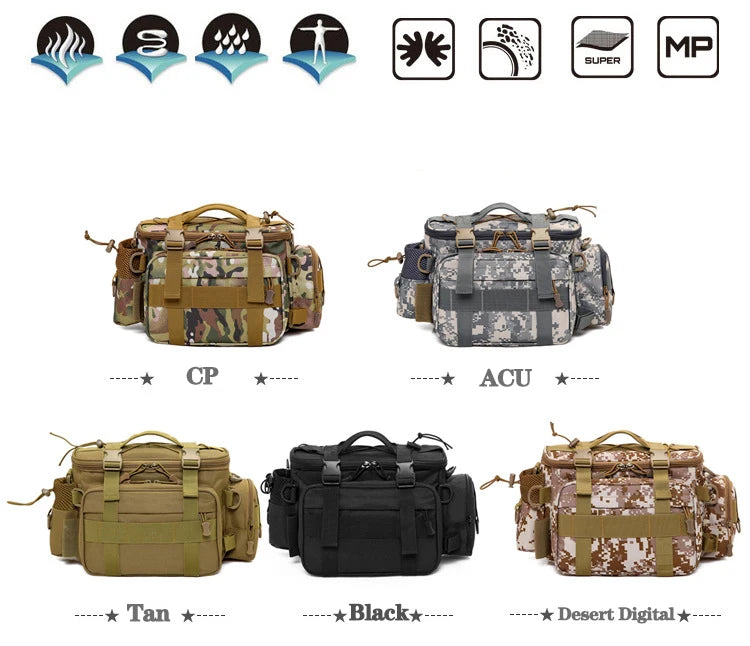 RUIN HAWK Versatile Waterproof Fishing Gear Bag Spacious Oxford Cloth Organizer for Lure Rods